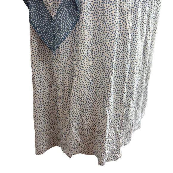 Daniel Rainn Flutter Batwing Short Sleeve Blue Print Top Stretch Knit Shirt XL - Picture 2 of 16